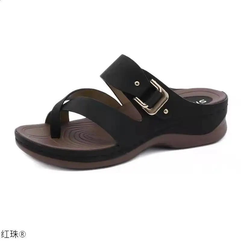 Туфли большого размера женские 2024 низкие тапочки на танкетке роскошные шлепанцы