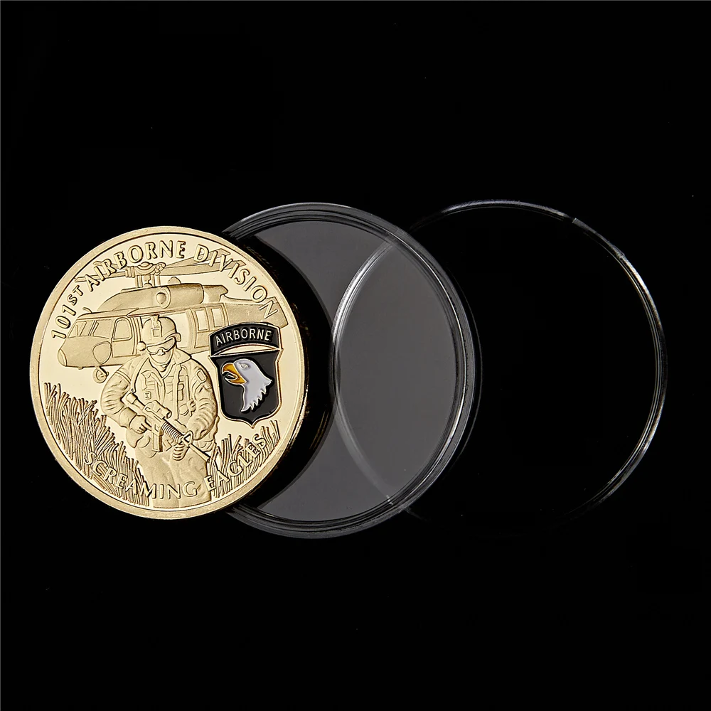 Армия США Кричащие Орлы 101st воздушно-качающееся подразделение позолоченная