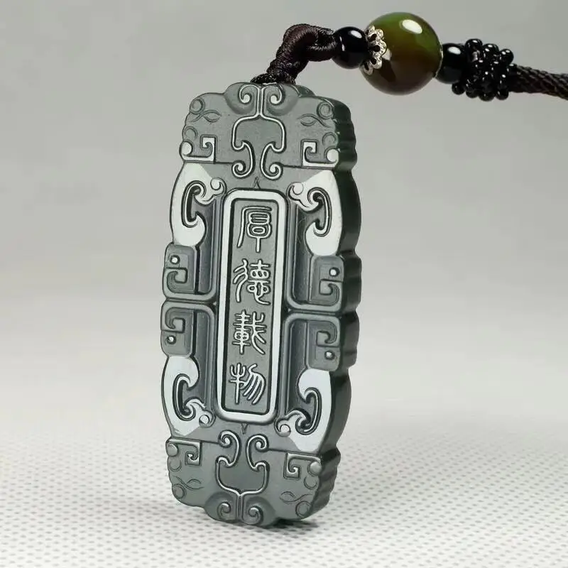 

Natural Hetian Jade Pendant Pure Handmade Carved Retro Square Brand Sweater Chain Pendant Male Necklace Pendant Jewelry Gift