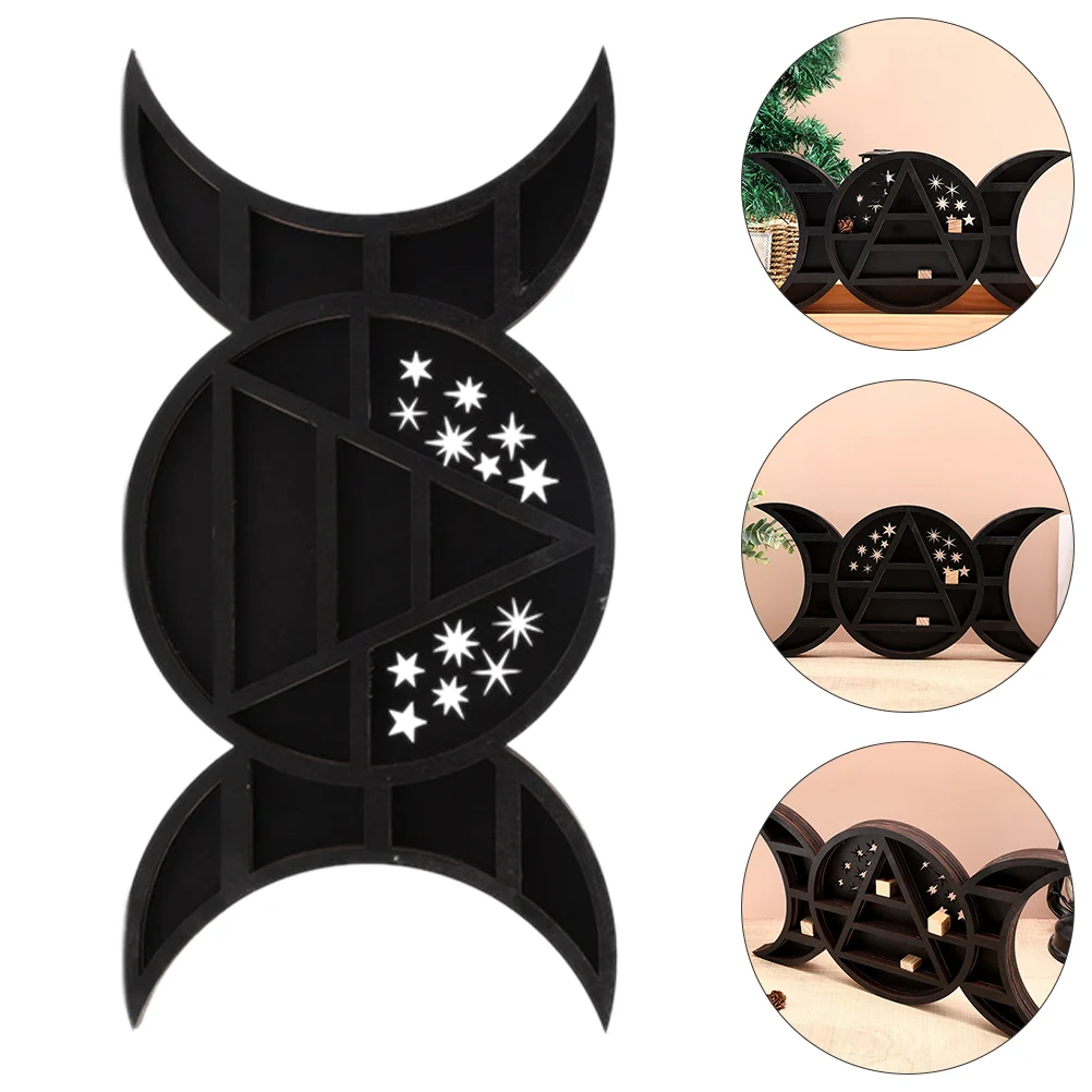 

Moon Tray Holder Wooden Display Shelf Jewelry Plate Wood Decor Tray for Stones and Gemstones Storage and Organizer Stand