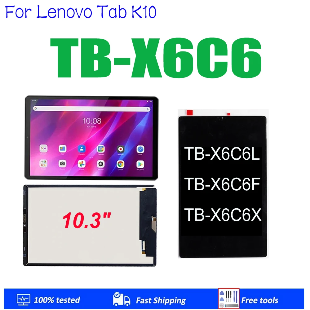 Фото AAA+ 10,3-дюймовый ЖК-дисплей для Lenovo Tab K10 TB-X6C6 TB-X6C6L TB-X6C6F TB-X6C6X, сенсорный экран в сборе, замена дигитайзера №1