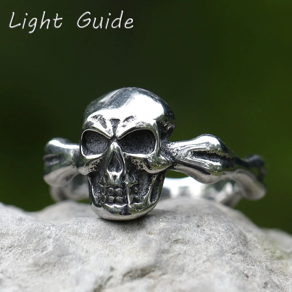 

2022 NEW Men's 316L stainless steel rings Vintage Vintage Crossbones Pirate Skull ring Aegishjalmur Jewelry Gifts free shipping