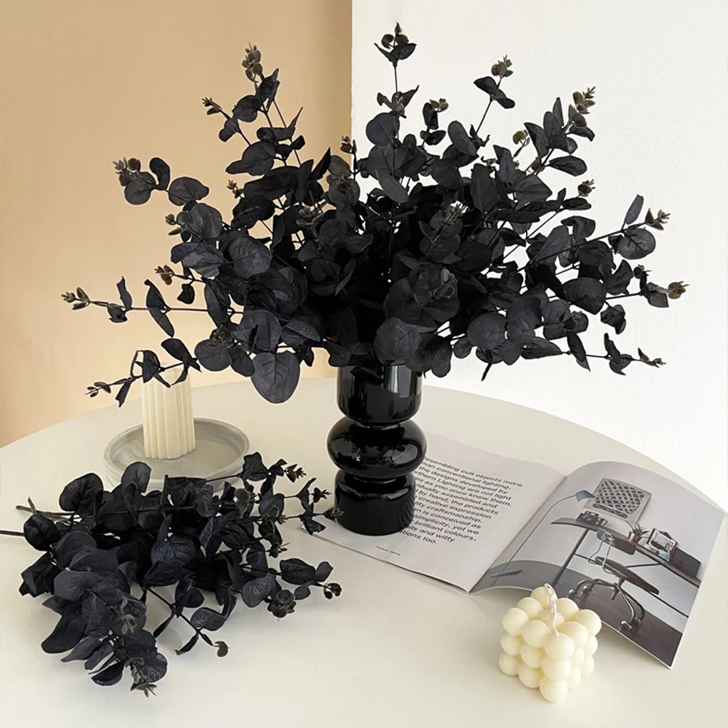 

5pcs Silk Faux Eucalyptus Branches With Realistic Appearance Any Space Long-lasting Durability