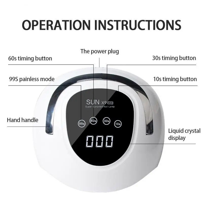 

LED Nail Machine Lamp 220W Professional Nail Machine With Automatic Sensor Quick-drying 4 Timer LCD Display