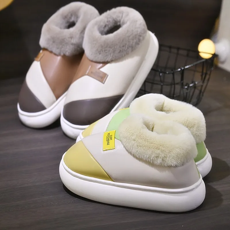 Теплые пушистые женские зимние ботинки 2023 Утепленная обувь на каблуке и хлопке