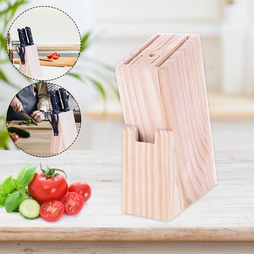 

Universal Wood Knife Holder Knives Storage Box Organizer Knives Storage Shelf Rack Block Scissor Slot Storage Rack Kitchen Tool