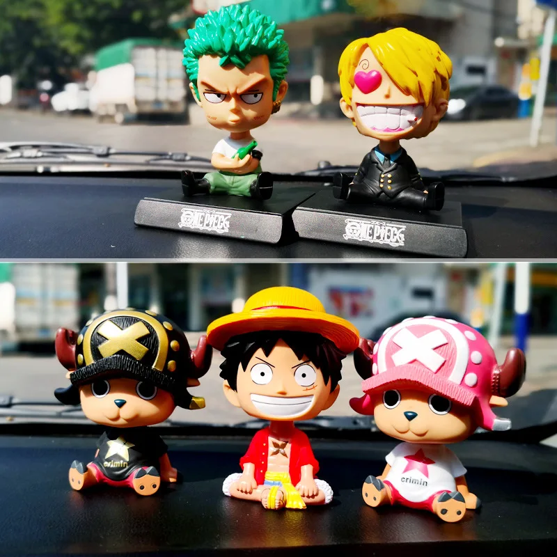 

11cm Anime One Piece Car Accessories Luffy Zoro Action Figure Shaking Head Collection Ornaments Chopper Sanji Figures Model Doll