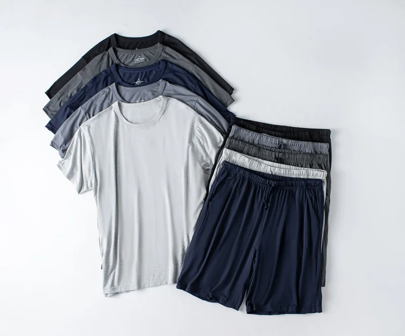 Modal Summer Men's Pajamas Setsm, Thin Loose Short-sleeved and Shorts Sports Loungewear Suits, Comfortable Breathable Sleepwear