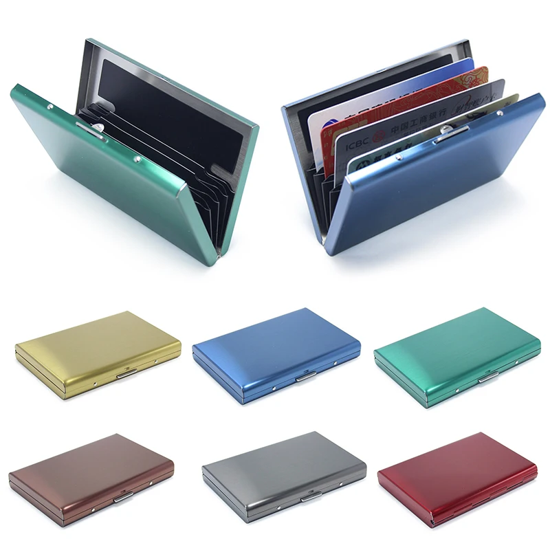 

Business Card Case Metal Case Card Protect Travel ID Card Holder Credit Card Holder 6 Card Slots Anti-theft Slim Stainless Steel