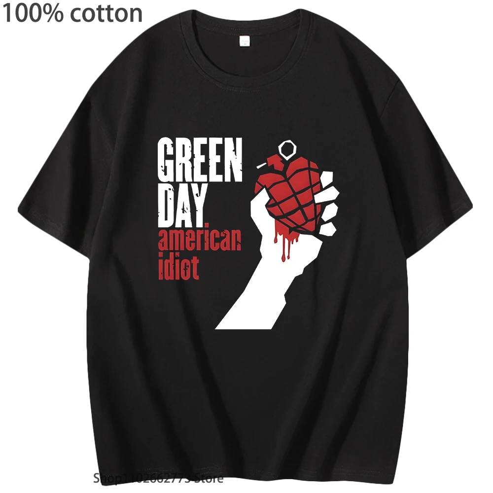 

G-green Day Rock Band T Shirt American Idiot Band Shirts Women's Clothing 100% Cotton T-shirts for Women Men Harajuku Tees Y2k