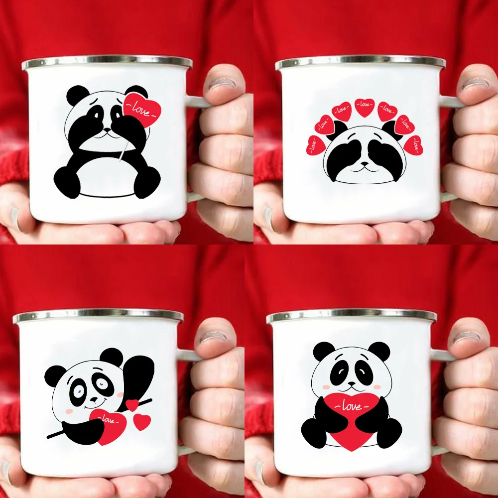 

Эмалированная Кружка в виде панды, украшение для кемпинга, идея для подарка подруге, милая кофейная кружка в виде панды, подарок для друга на день рождения