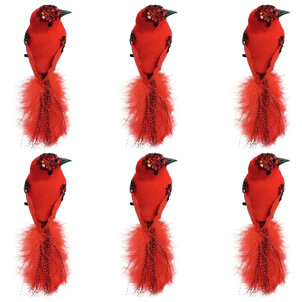 

6 Pcs Artificial Feather Birds Red Foam Feather Bird Simulation Foam Bird Ornament Creative Decorative Fake Birds for Craft Home