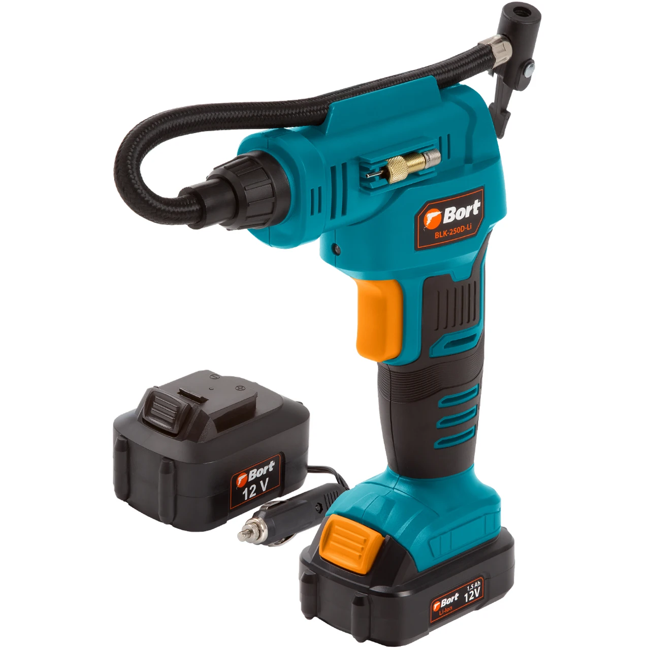 Компрессор автомобильный Bort BLK 250D Li (Работа от ion аккумулятора и прикуривателя