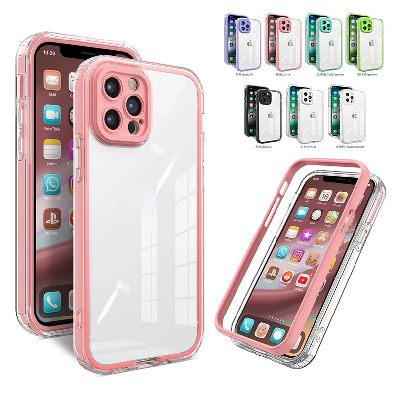 

Original For iPhone 13 Pro Max 12 11 Pro Max XR X XS Max 7 8 Plus Clear Shockproof Soft TPU Cover in 1 Full Body Protection Pho