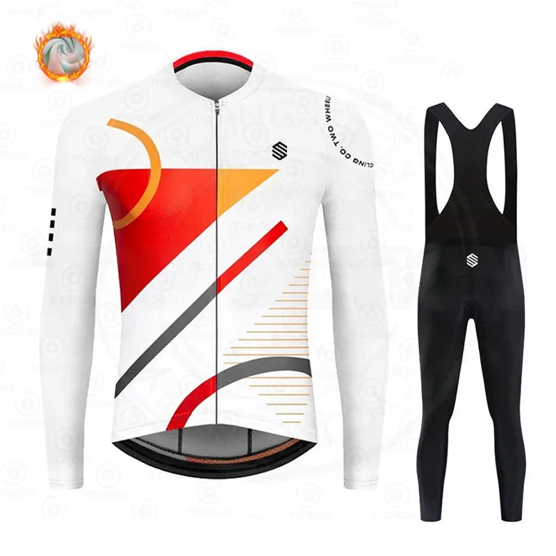 

Зимняя Теплая Флисовая веломайка SIROKO TECH 2023, Мужская велосипедная одежда с длинным рукавом, униформа для горного велосипеда, комплект велоси...