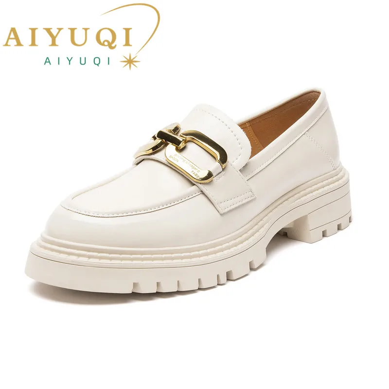 Купи AIYUQI Loafer Shoes Ladies Spring 2023 New Genuine Leather Student Shoes Female British Style Retro Casual Lazy Shoes за 2,419 рублей в магазине AliExpress