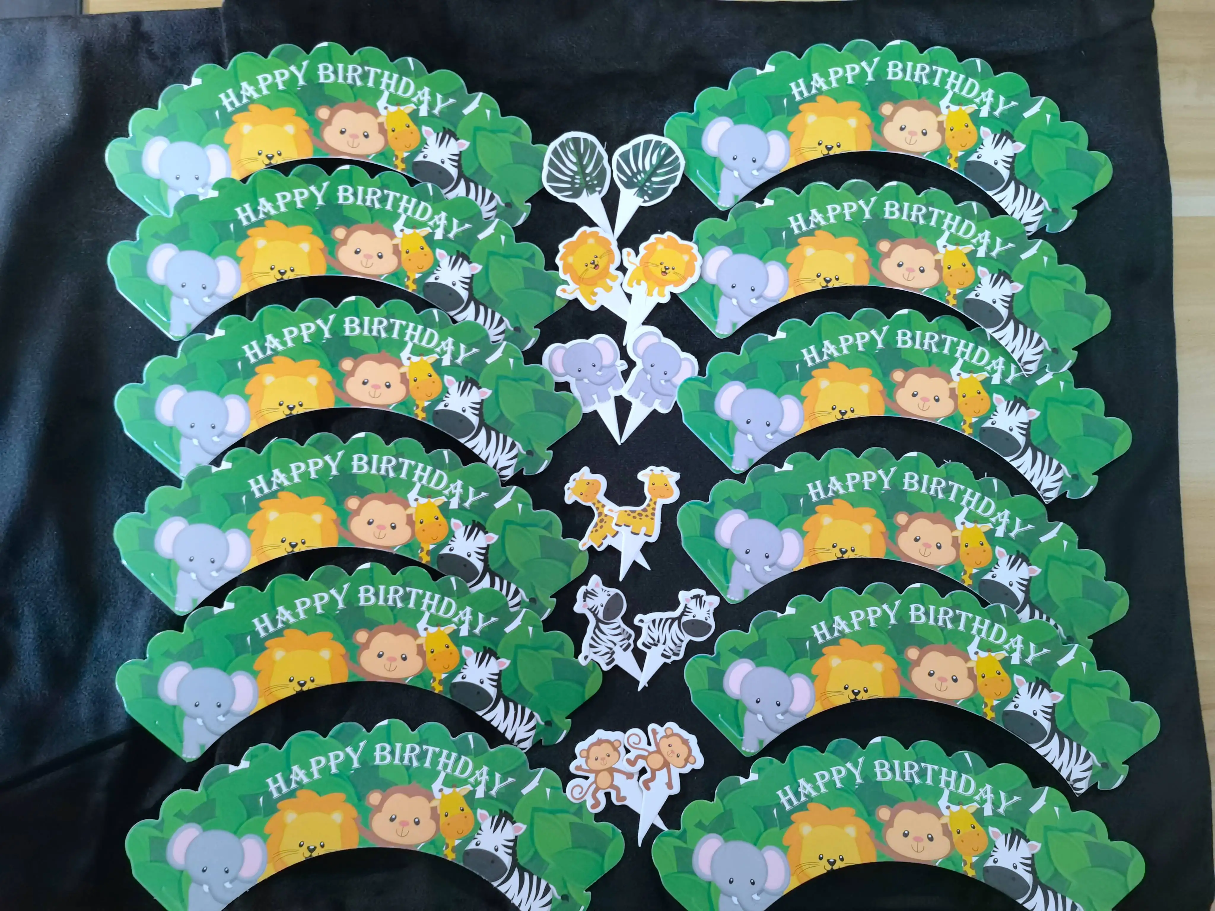 Джунгли животные капкейк Лев Слон Тигр один 1-й джунгли кекс сафари торт Топпер С