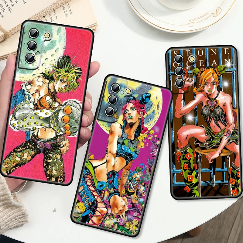 Чехол JOJO Jolyne Cujoh для Samsung S23 S22 S21 S20 S10 S8 Note 20 A9 A73 A71 A53 A33 Ultra Plus FE, черный