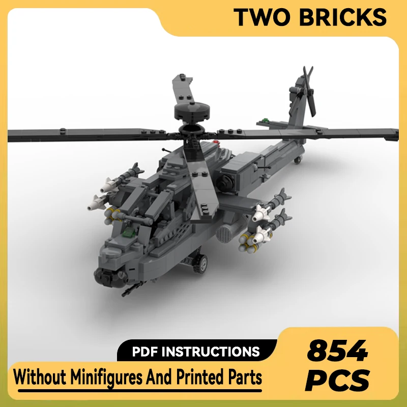 

Moc Building Blocks Military Model AH-64D Helicopter Technical Bricks DIY Assembly Construction Toys For Childr Holiday Gifts