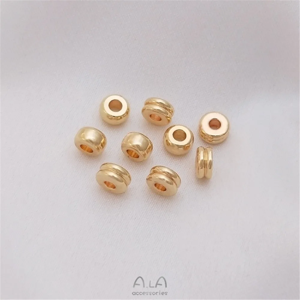 

14K gold clad double layer wheel beads double line spacer beads handmade loose beads diy chain jewelry material accessories
