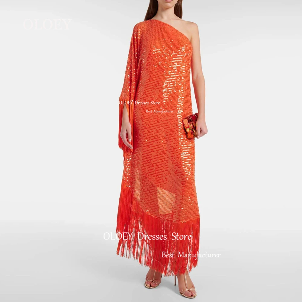 OLOEY арабское сдержанное прямое вечернее платье на одно плечо кружевное с
