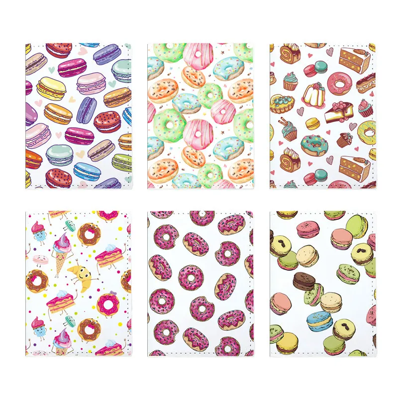 

Small Fresh Doughnuts Multi-functional Passport Pack Printed Travel Passport Clip PU ID Protective Cover