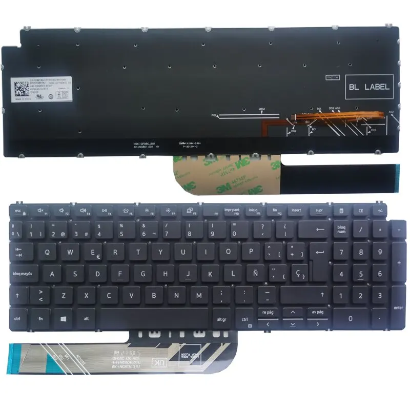 New Retroiluminado Teclado Espanhol para Dell Inspiron 155591 5509 5505 5509 5510 5590 5591 5502 5598 5593 5584 Layout de sp