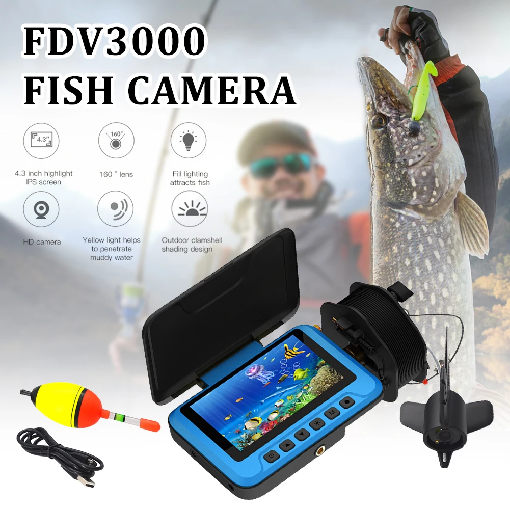 4.3 Inch Monitor Underwater Fishing Camera Waterproof Fish Finder LED 4x Digital Zoom Rechargeable for Ice Lake Boat Fishing enlarge