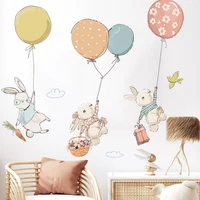 bunny balloon wall stickers pvc waterproof sticker background wall decoration children room cartoon cute decals home decor