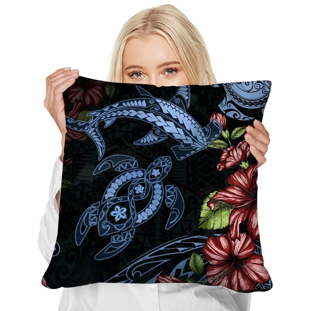 

CLOOCL Fashion Pillow Cover Polynesia Sea Turtle Tattoo Pattern Cushion Cover 3D Pillowcase Polyester Zipper 2 Pcs Sets