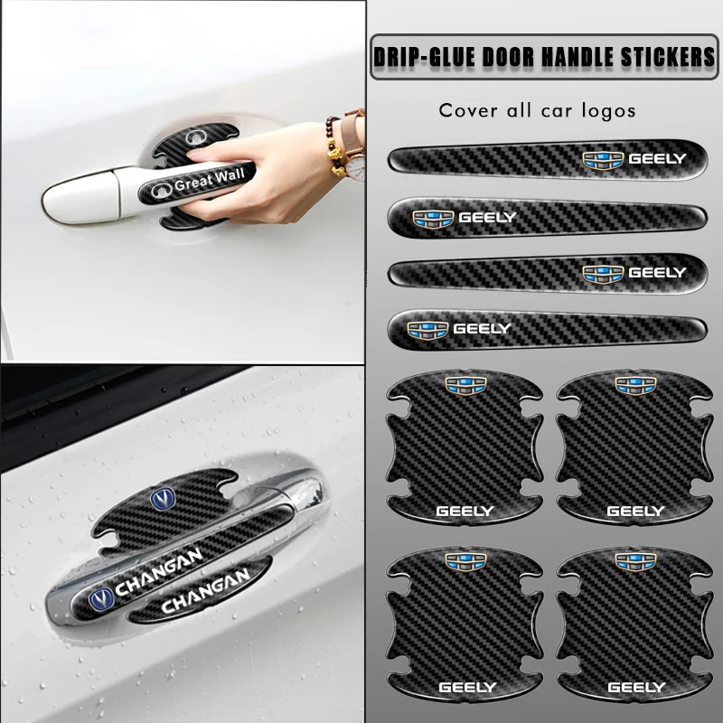 

For Peugeot Traveller 206 308 307 3008 508 407 408 5008 Rcz Rifter Carbon Fiber Car Door Handle Scratches Protective Stickers