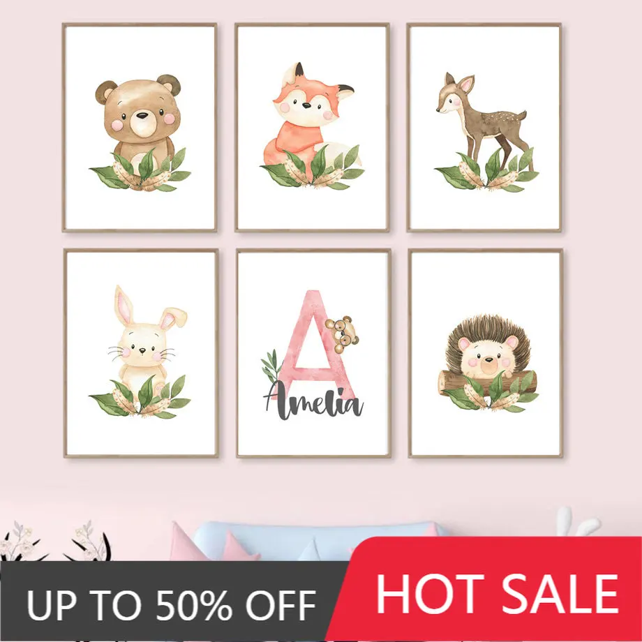 

Настенная Картина на холсте с изображением леса и животных для детской комнаты