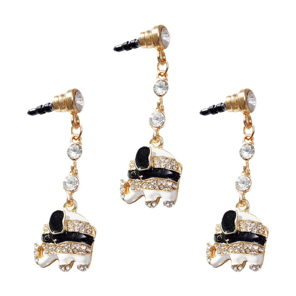 

Plug Earphone Phone Charm Diamond Strap Elephant Rhinestone Jack Bling Pendant Cell Anti Stopper Charging Port