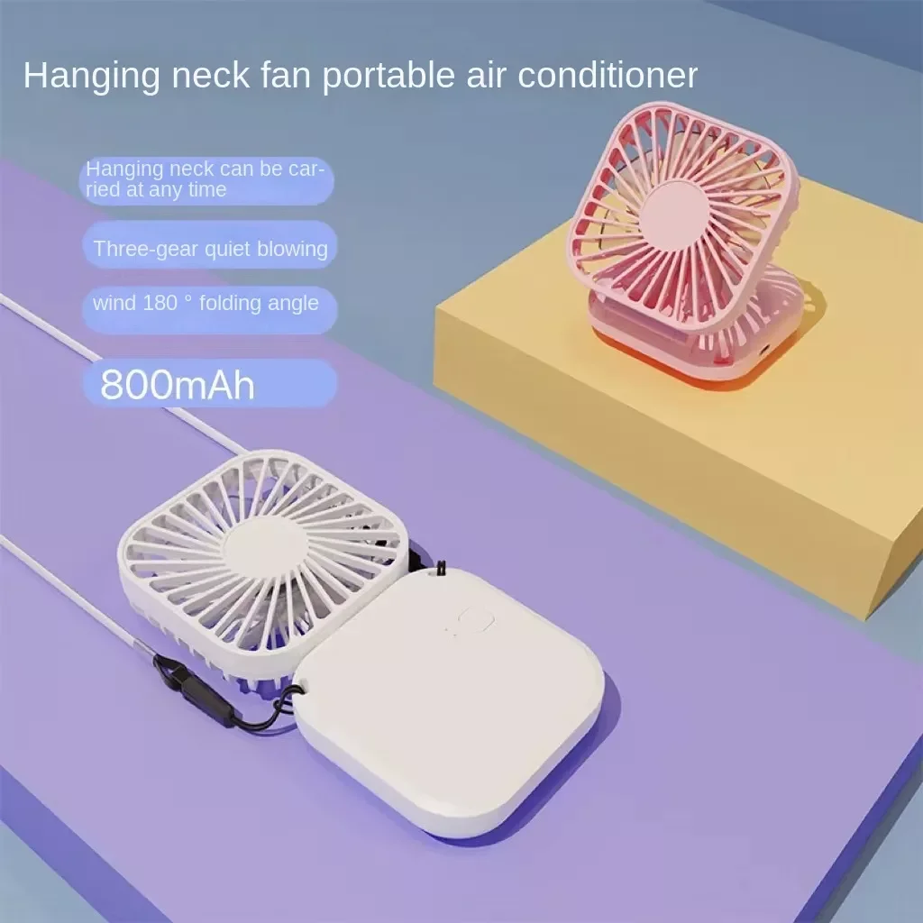 

Handheld Mini Fan USB Hanging Neck Small Portable Rechargeable Fan Multifunctional Folding Desktop Table Fan