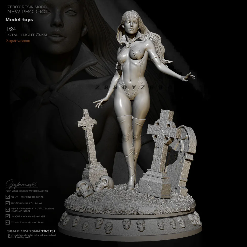 

75mm 1/24 Resin figure model kits DIY toy self-assembled TD-3131
