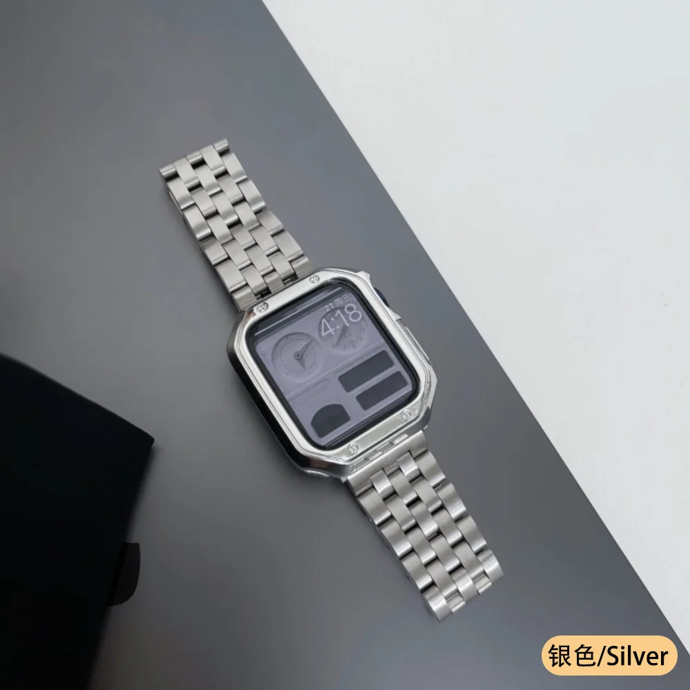 

Ремешок для Apple Watch 7 Series, металлический сменный Браслет для пяти батов для мужчин и женщин, подходит для Apple Watch S115