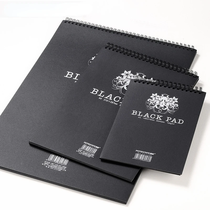 A5 Black Card Book Drawing Sketchbook Sketch Comic Retro Bla