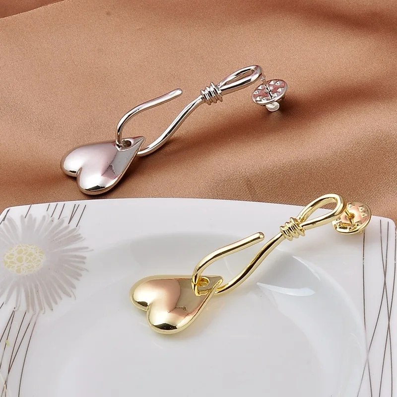 

New Love Heart Shape Brooches for Women Suit Men Badge Lover's Metal Jewelry Gifts Brooch Pin Anti-Exposure Buckle Accessories