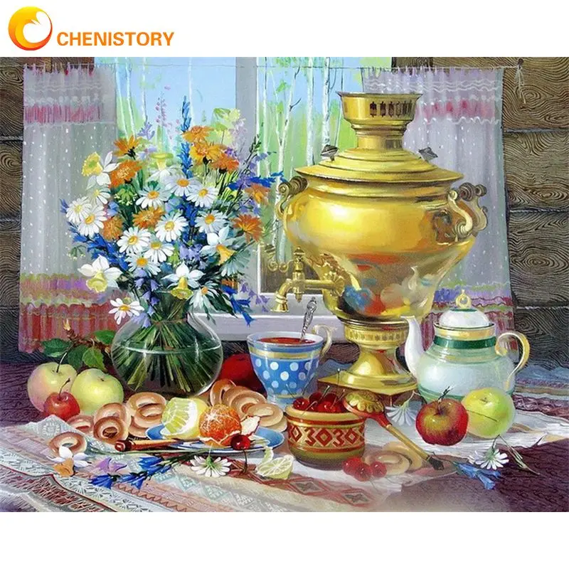 

CHENISTORY 60x75cm Painting By Numbers Handpainted Canvas Painting Flowers Pictures By Numbers For Adults Home Decor