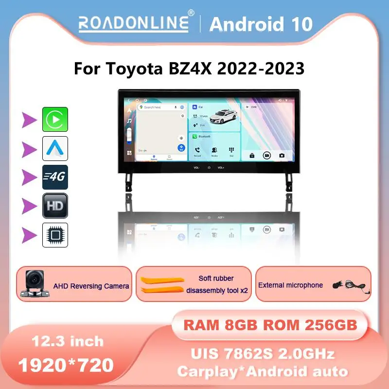 

Android 10 1920*720Resolution 12.3inch For Toyota BZ4X 2022-2023 UIS7862 8+256gb Car Navigation CarPlay Car Radio Multimedia
