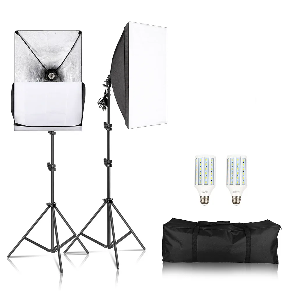 

Студийный комплект для фотосъемки, софтбокс 50x70 см, розетка E27, непрерывное Профессиональное фотооборудование с 2 штативами