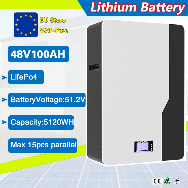 

Lifepo4 Lithium Battery 51.2v 100Ah/5wh 200Ah/10wh Li-ion Parallel 15p 6000+ Cycle BMS for Solar and Home