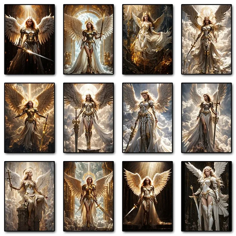 Фэнтезийный Художественный Постер С Архангами Для Женщин Золотыми Крыльями