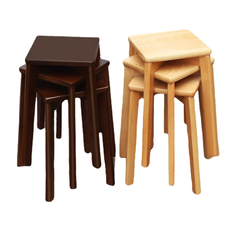 Solid Wood Stool Square Stool Home Dining Chair Spare Stool Restaurant Fast Food Noodle Shop Can Be Stackable Stool