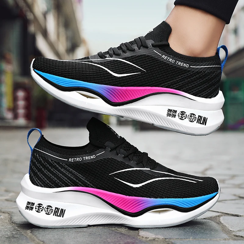 Orange Mesh Breathable Running Sport Shoes Sneakers Men Light Soft Thick Sole Hole Couple Shoes Athletic Sneakers Women Shoes 45