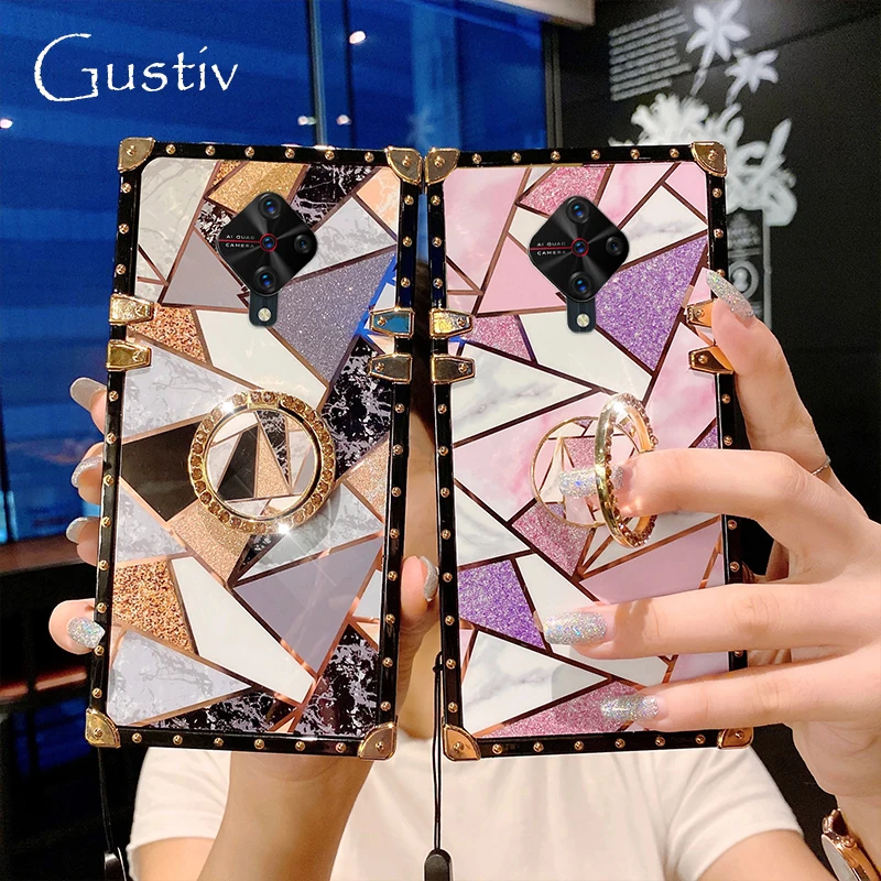 

Phone Case For Huawei Nova 11 10 Pro 9SE 8SE 7i 6SE Luxury Glitter Gold Splicing Lanyard Golden Plaid Cover For Huawei Nova10SE