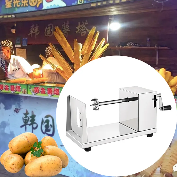 

Stainless Steel Potato Slicer Chips Cutter Manual Tornado Potato Machine Spiral Twisted Potato Slicer Kitchen Accessories
