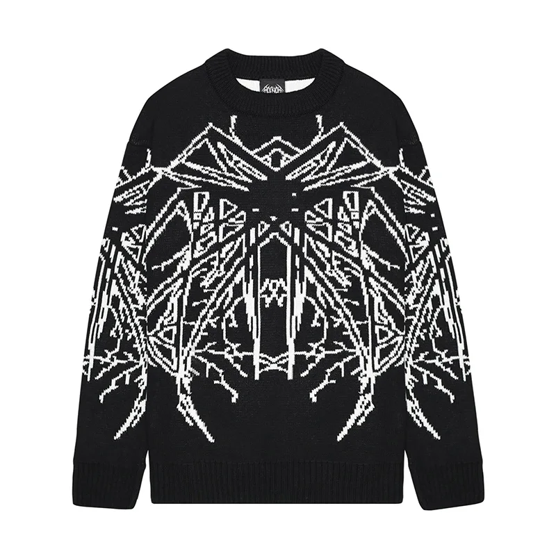 

Мужской Свитер оверсайз, черный свободный свитер 2022 в готическом стиле, Женский винтажный трикотажный свитер в стиле ретро с графическим ри...