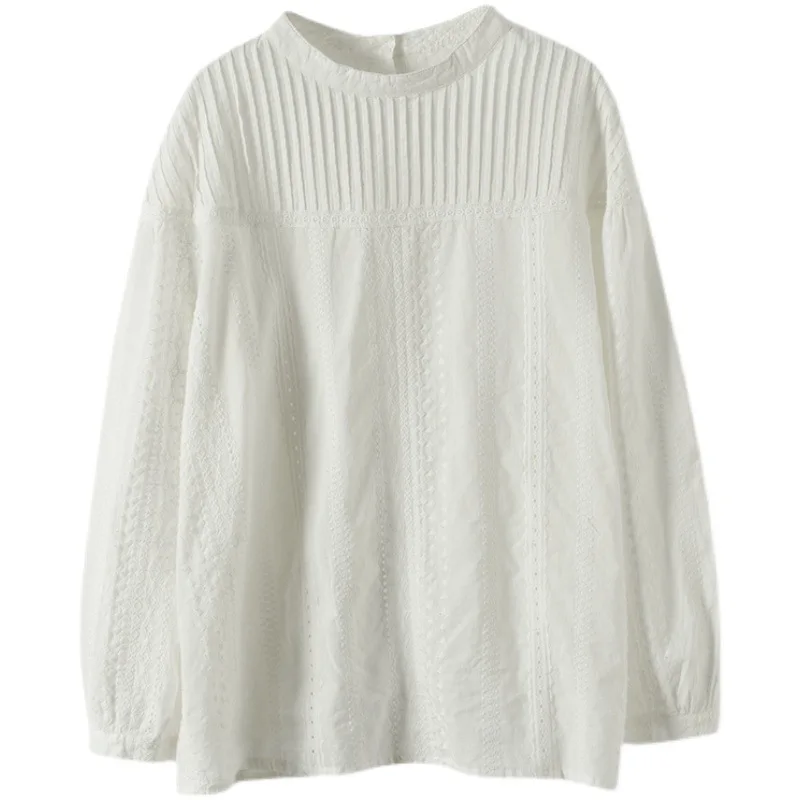 Женская кружевная рубашка с длинным рукавом свободного покроя