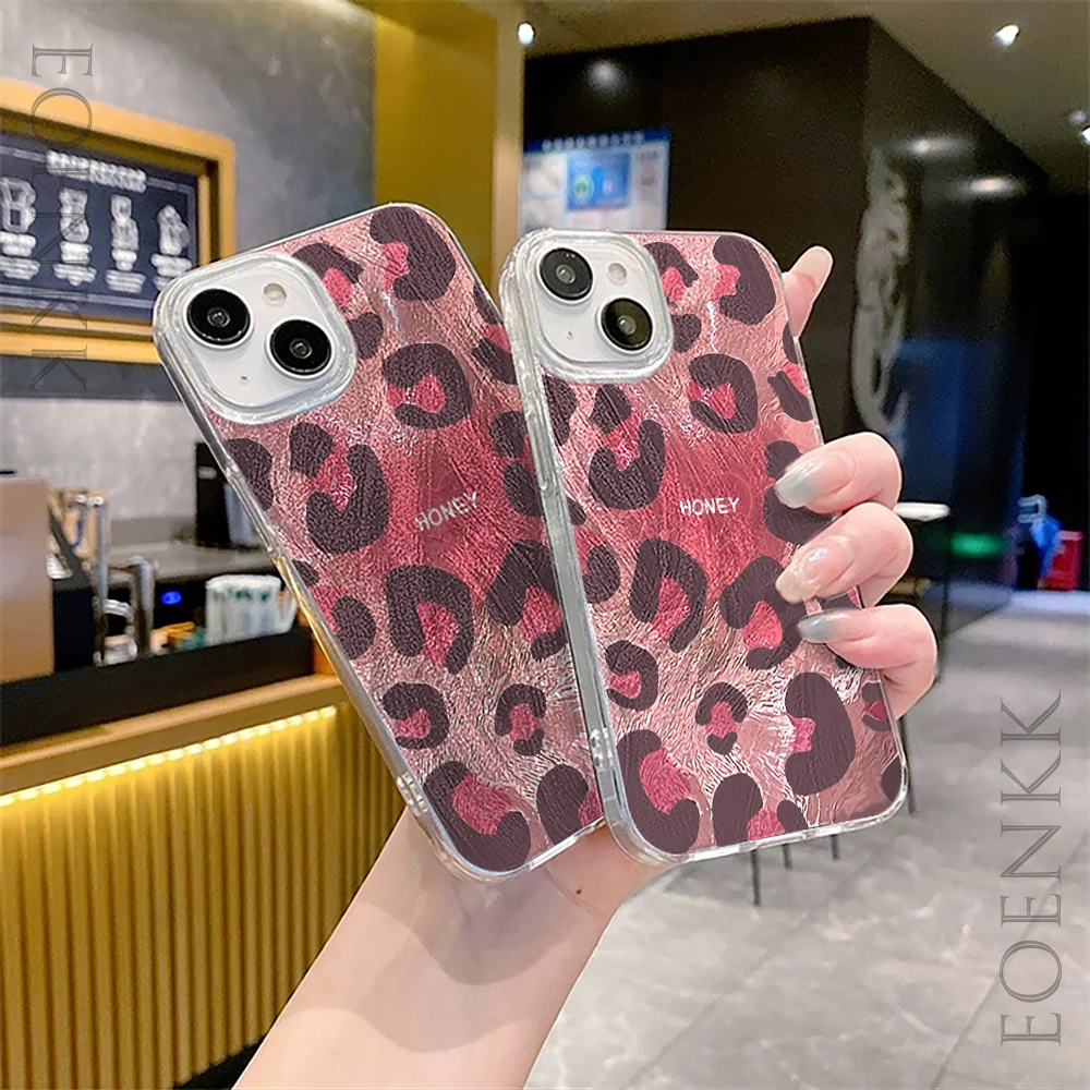 Индивидуальный чехол для телефона с леопардовым принтом iPhone 16 12 15 11 14 13Pro Max XS X XR 7 8